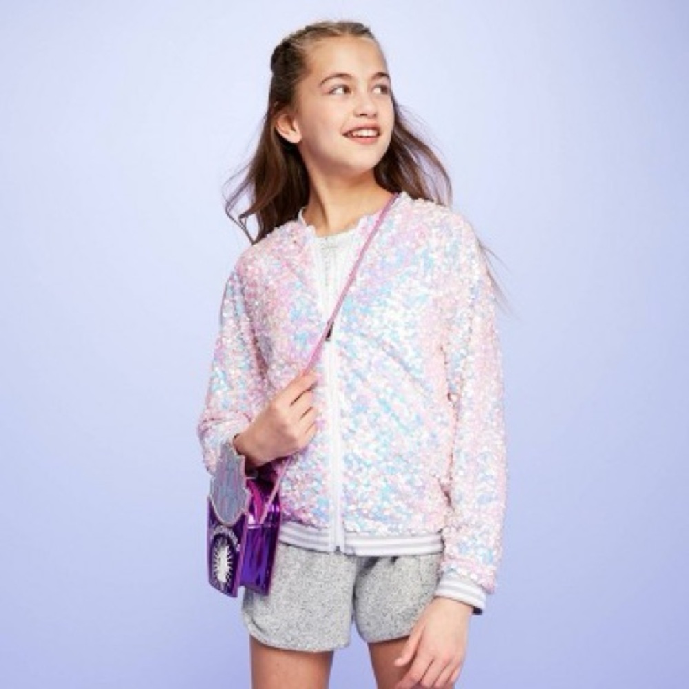 More Than Magic Girls' Sequin Bomber Jacket size XS 4/5 - Picture 1 of 10
